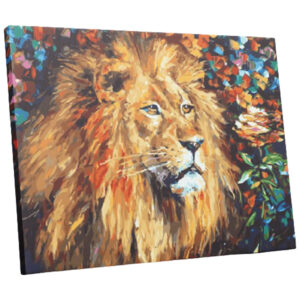 Lew w ognistym blasku - Malowanie po numerach 30x40 cm